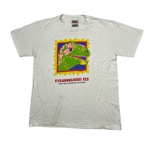Vintage 90s Tyrannosaurus Rex Cartoon Dinosaur Tee T-Shirt White Youth L 14/16